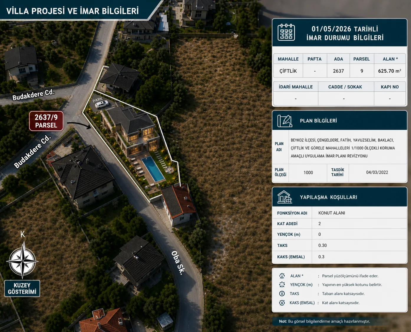 BEYKOZ ÇİFTLİK’TE 625 m² MÜSTAKİL PARSEL VİLLA İMARLI görsel 8