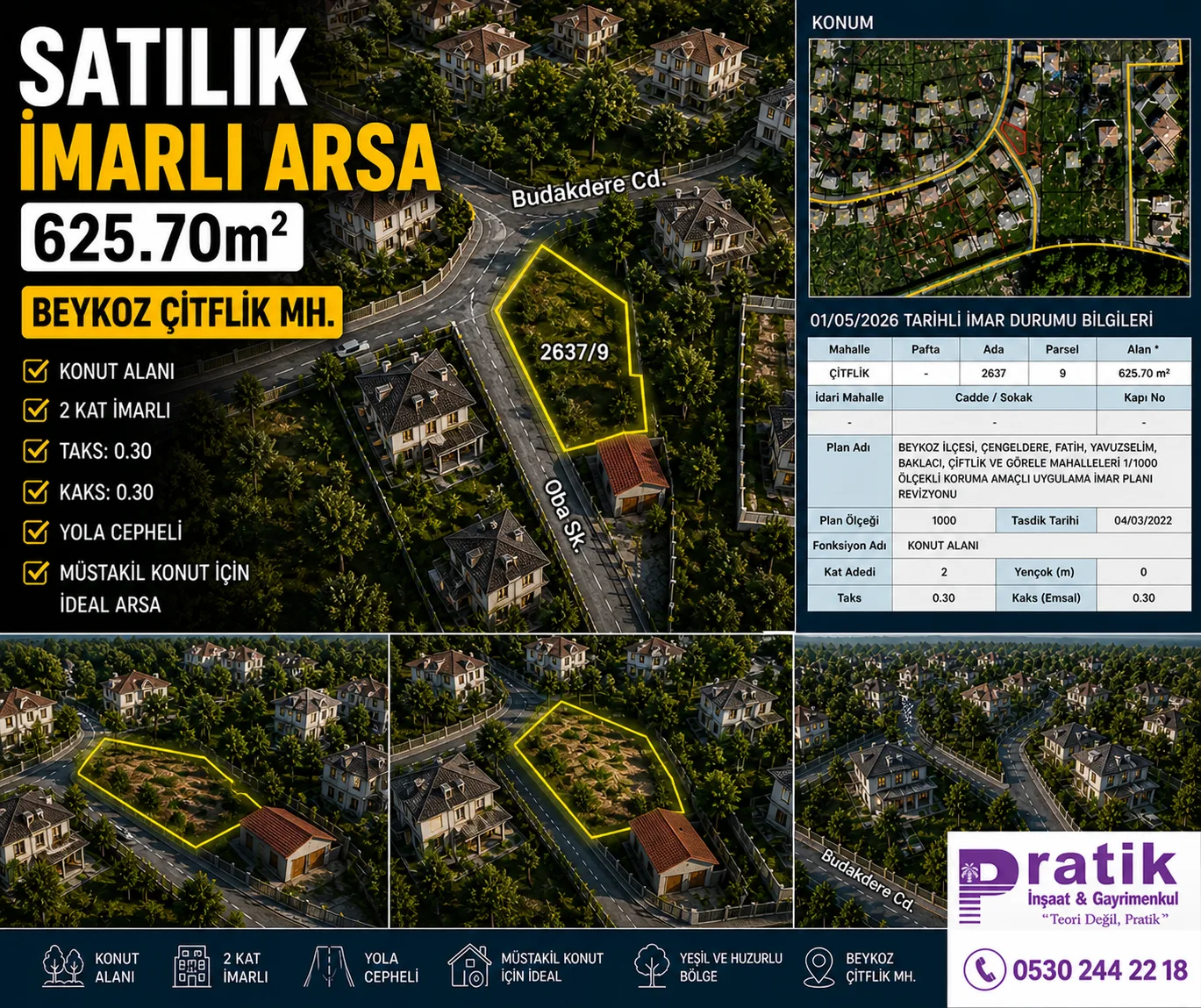 BEYKOZ ÇİFTLİK’TE 625 m² MÜSTAKİL PARSEL VİLLA İMARLI görsel 2