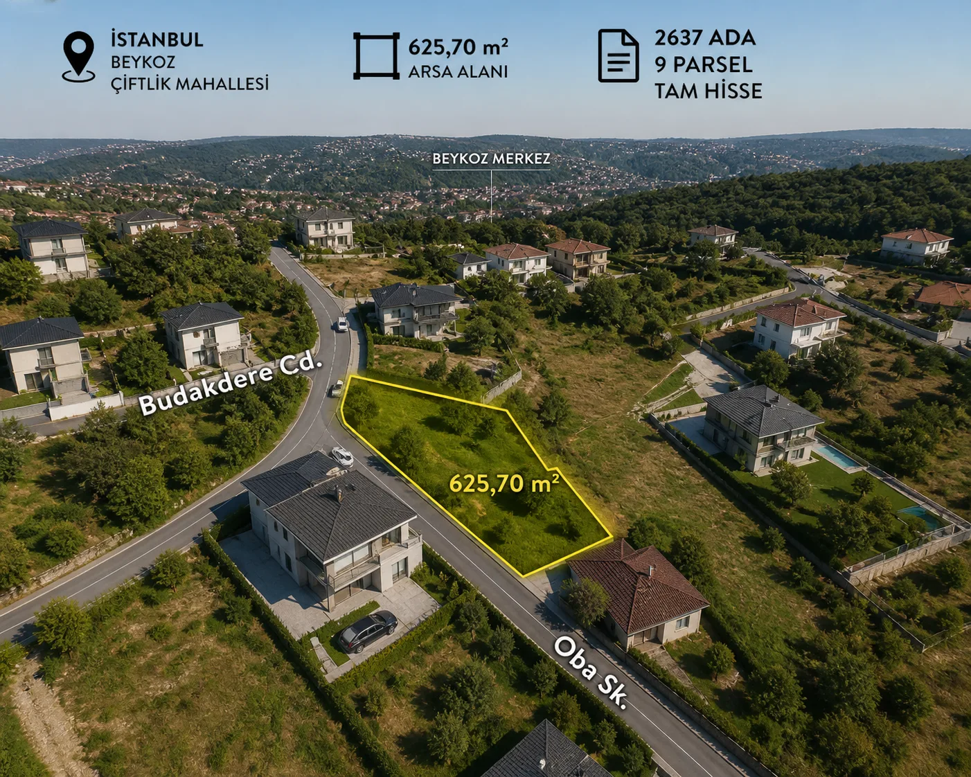 BEYKOZ ÇİFTLİK’TE 625 m² MÜSTAKİL PARSEL VİLLA İMARLI görsel 1
